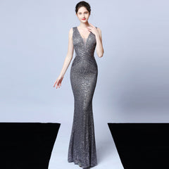 Sleeveless Sequined Atmosphere Queen Fishtail Evening Gown
