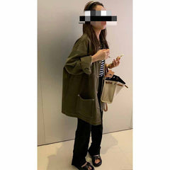 Trench Coat Autumn Army Green Top