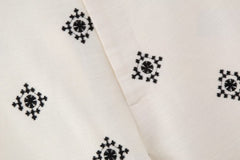 Geometric Embroidery Wide Leg Straight Casual Pants
