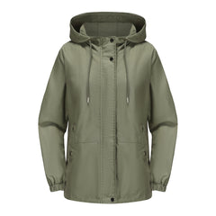 Women's Loose Windproof Jacket Hooded Long Sleeve