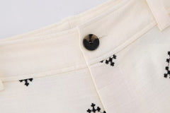 Geometric Embroidery Wide Leg Straight Casual Pants