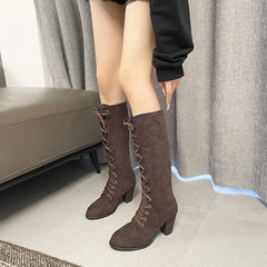 Plus Size Simple Lace Up Knight Boots Children's