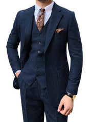 Men's Herringbone Single-breasted Casual Slim Suit