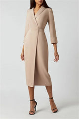 Elegant  Lapel Suit A- Line Dress Elegant Dress