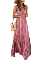 Women's Bohemian Print Sleeveless Split Dress