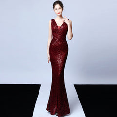Sleeveless Sequined Atmosphere Queen Fishtail Evening Gown