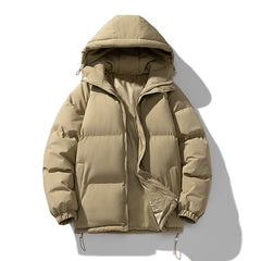 Men's Hoodie Coat Winter Fashion Solid ZIp-up Thickened Cotton-padded Puffer Jacket Casual Warm Outwear Top Clothing