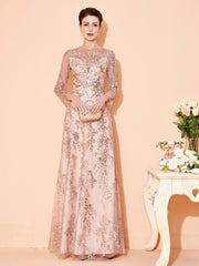 Elegant Long Evening Dress With Long Sleeves