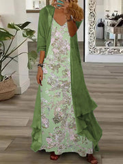 European And American Vacation Spaghetti Straps Long Skirt Indian Style Large Swing Skirt Two-piece Set