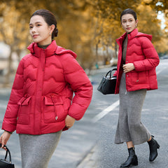 Hooded Cotton Puffer Jacket Women's Thickened Middle-aged And Elderly Coat
