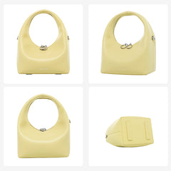 Women's yellow cowhide leather shoulder messenger bag - view 5