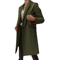 European And American Woolen Lapel Single Button Urban Trench Coat