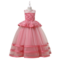Girls' Flower Bow Tie Wedding Dress