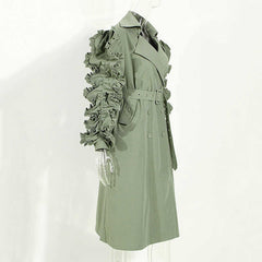 Personality Temperament Trench Coat All Match Double Breasted Solid Color