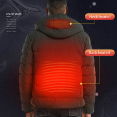 Men Women Cotton Coat USB Smart Electric Heated Jackets Winter Thicken Down Hooded Outdoor Hiking Ski Clothing 7XL