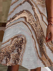 Women's Elegant Round Neck Print Loose Dress