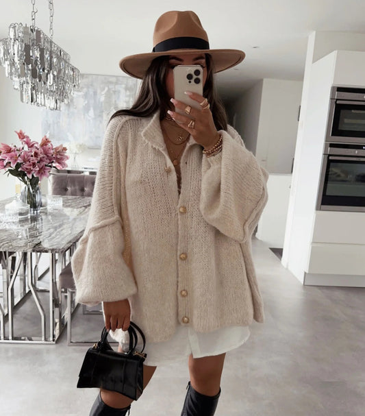 Crew Neck Casual Loose Thick Sweater Cardigan