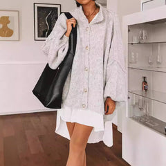 Fashion Solid Color Casual Retro Cardigan