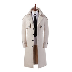 Men's Trench Coat Super Long Over The Knee Slim Casual