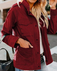 Women's Casual  Solid Color Loose Zip Lapel Jacket