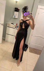 Women's Party Sequins Irregular Temperament Evening Dress