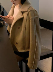 Double Breasted Pure Color Thickened Coat