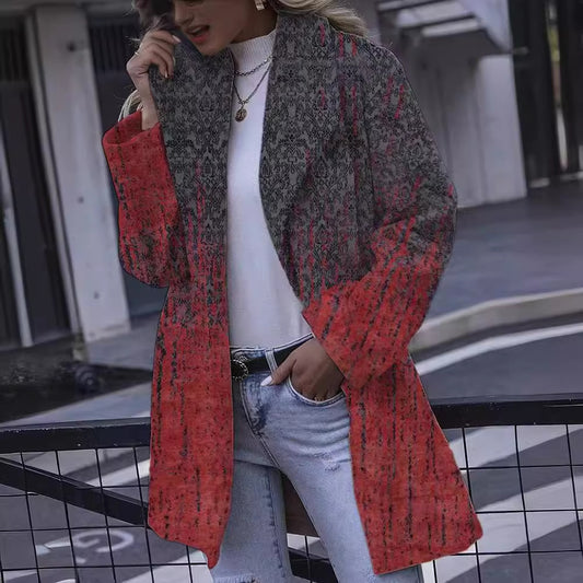 Autumn And Winter Women's 3D Printed Ethnic Style Long Sleeve Top