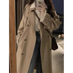 Spring And Autumn British Style Mid-length Early Autumn Trench Coat For Women