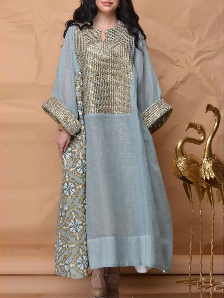 Printed Breathable Long Sleeve Loose Dress
