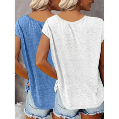 2Pack Women's V Neck Sleeveless Tank Tops Loose Fit Casual Summer Beach Shirts