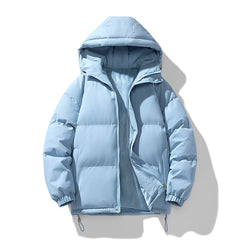 Men's Hoodie Coat Winter Fashion Solid ZIp-up Thickened Cotton-padded Puffer Jacket Casual Warm Outwear Top Clothing