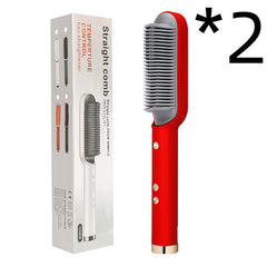 2 In 1 Hair Straightener Hot Comb Negative Ion Curling Tong Dual-purpose Electric Hair Brush