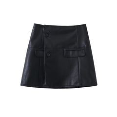 Spicy Girl Style Leather Coat Skirt Fashion Suit