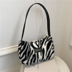 Women's plush plaid underarm bag - view 5