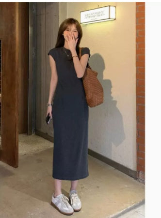 French Knitted Slim Fit Split Dress For Women