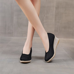 High Heel Women's Shoes Work Shoes Pointed Straw Pumps