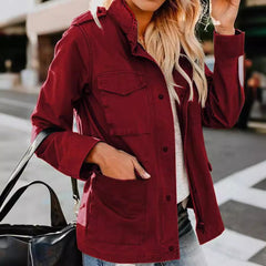 Women's Casual  Solid Color Loose Zip Lapel Jacket