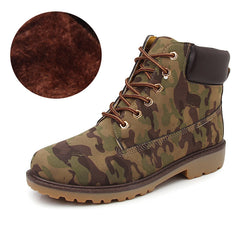 Pink With Velvet Lining Warm Flat Bottom High-top Men's Shoes Couple Boots