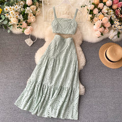 Western Style Camisole, All-match Long Skirt, Fashionable Two-piece Skirt