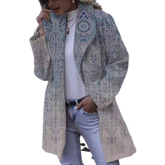 Autumn And Winter Women's 3D Printed Ethnic Style Long Sleeve Top