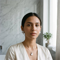 Baroque pearl silver leaf necklace and earrings set