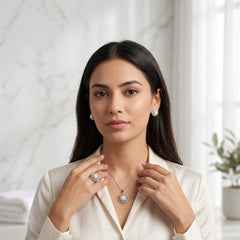White pearl vintage lace flower jewelry set