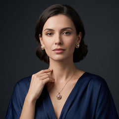Lavender pearl gold floral halo necklace and earrings