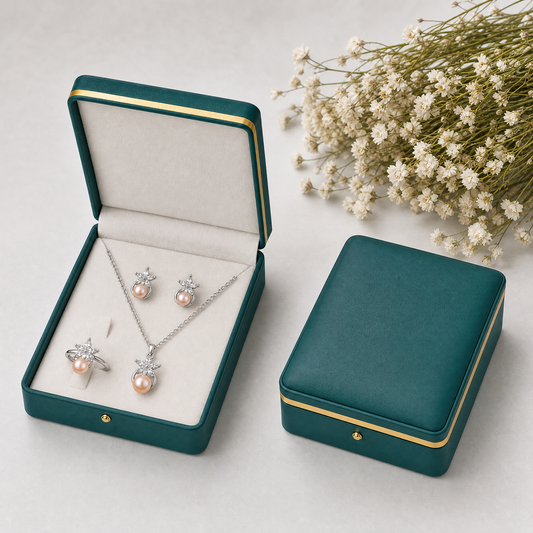 Blush pearl marquise flower jewelry set