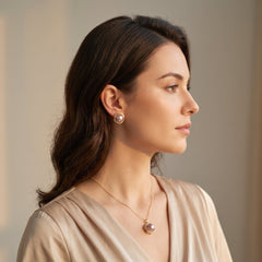Lavender pearl gold floral halo necklace and earrings