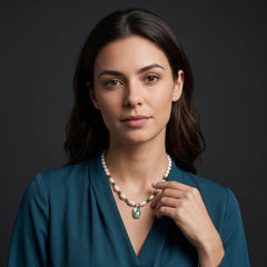 Freshwater pearl necklace with abalone shell pendant