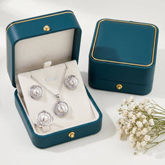 Real pearl silver swirl necklace, earrings and ring set
