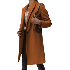 European And American Woolen Lapel Single Button Urban Trench Coat