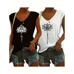 2Pack Women's V Neck Sleeveless Tank Tops Loose Fit Casual Summer Beach Shirts
