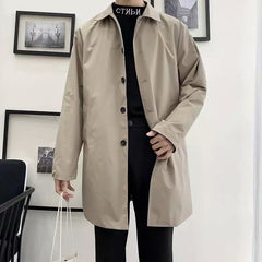 Trench Coat Men's Medium Length Spring And Autumn Leisure